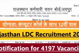 Rajasthan LDC Recruitment 2024: Notification for 4197 Vacancies