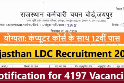 Rajasthan LDC Recruitment 2024: Notification for 4197 Vacancies