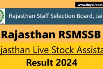 Rajasthan Live Stock Assistant Result 2024